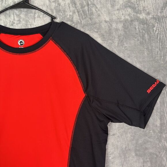 NWT New Seadoo BRP Mens Black Short Sleeve Rash Guard Shirt SPF 50 Size XL - Picture 5 of 12